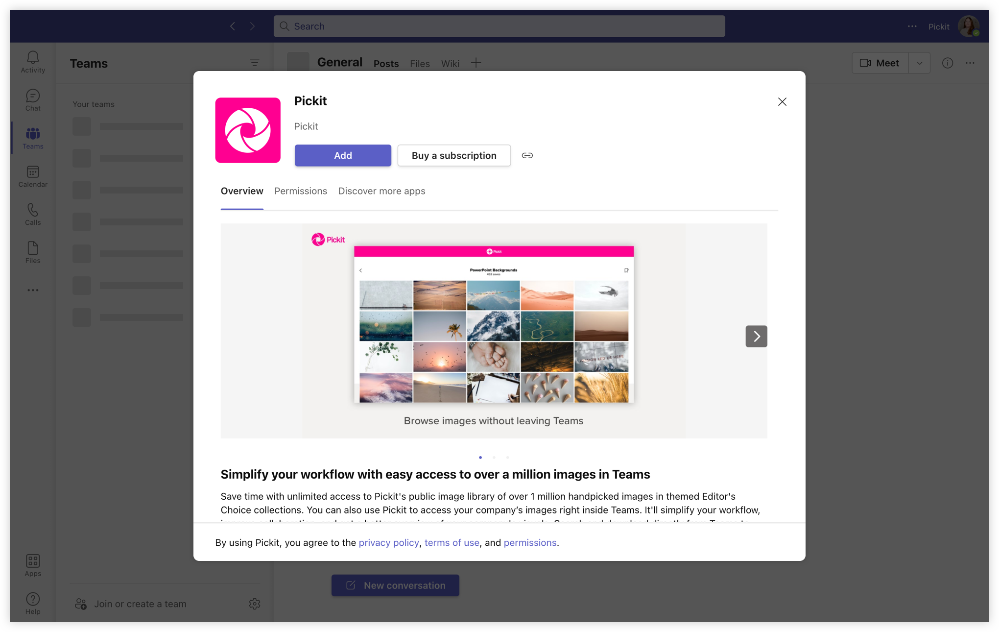 Pickit Add-in for Microsoft Teams 3
